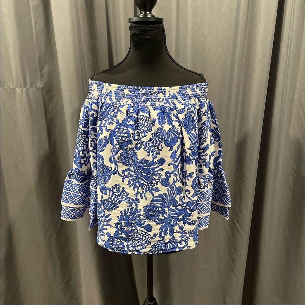 Lilly Pulitzer NWT Kaori 3/4 sleeve off the shoulder blouse size XXS